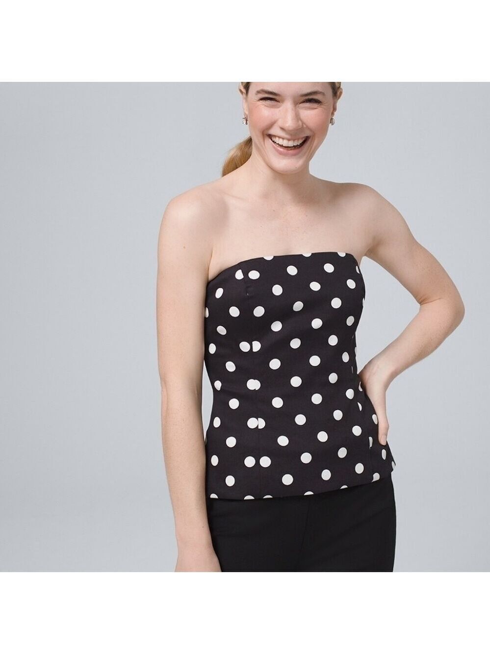 White House Black Market Dotted Bustier Top - Picture 2 of 7